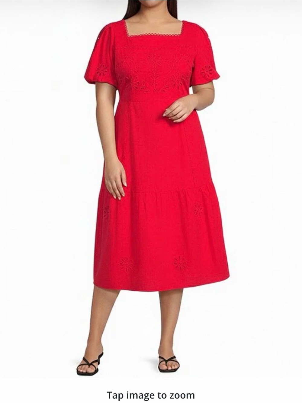 NWT - Red Square-Neck Midi Dress - 2X